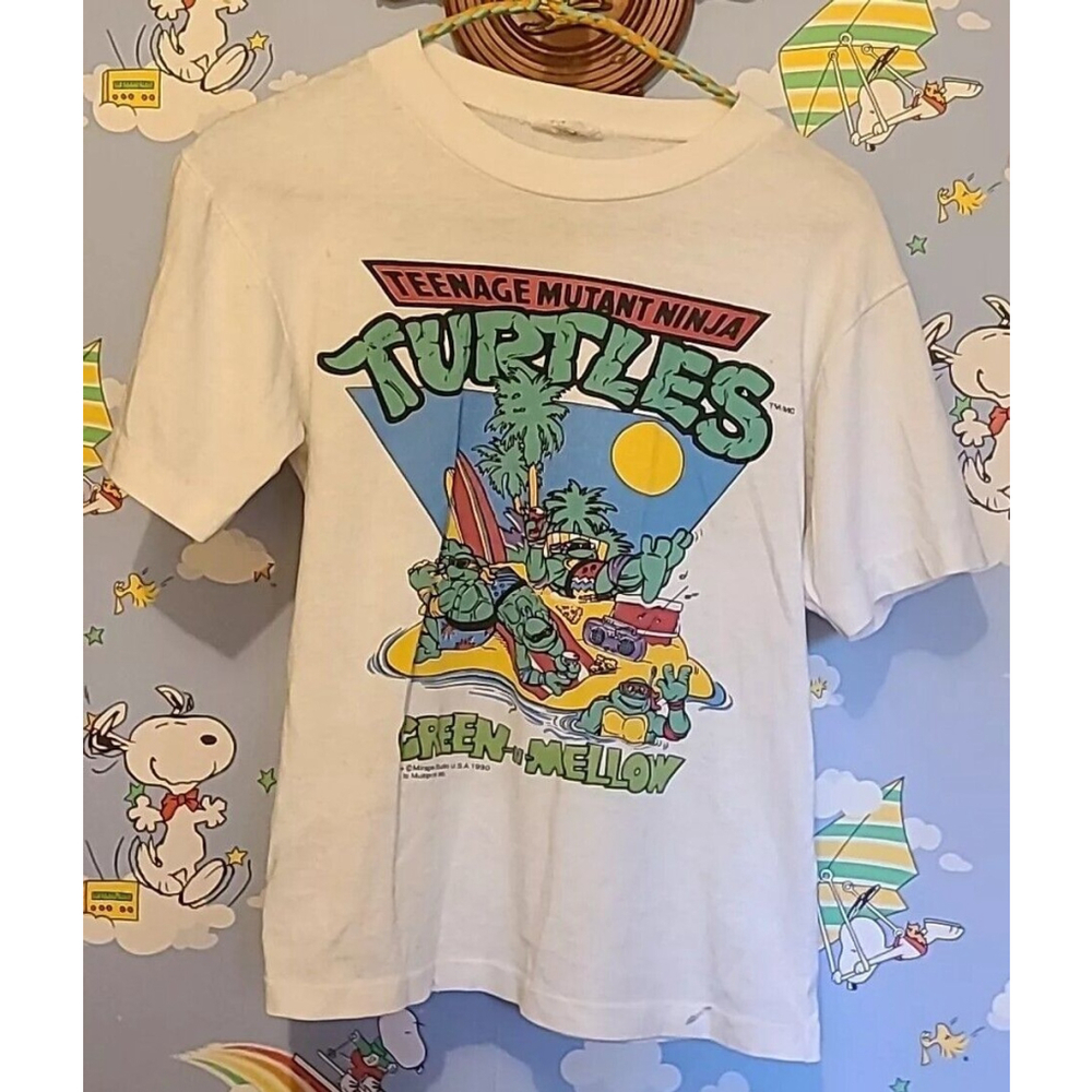 Vintage 90s 1990 Teenage Mutant Ninja Turtles Youth Large TShirt Mirage White